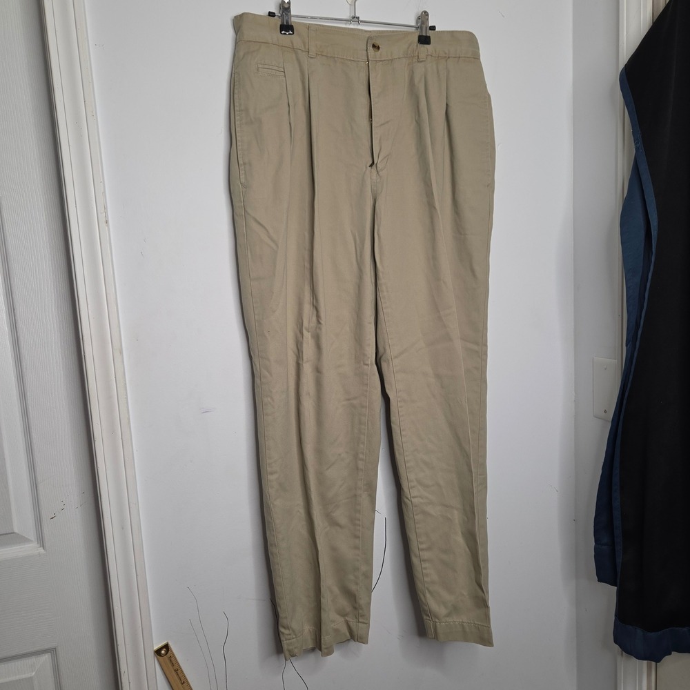 Bugle Boy Company Barica Mens 38x30 Khaki Tan Pleated Chino Pants Vintage Cotton